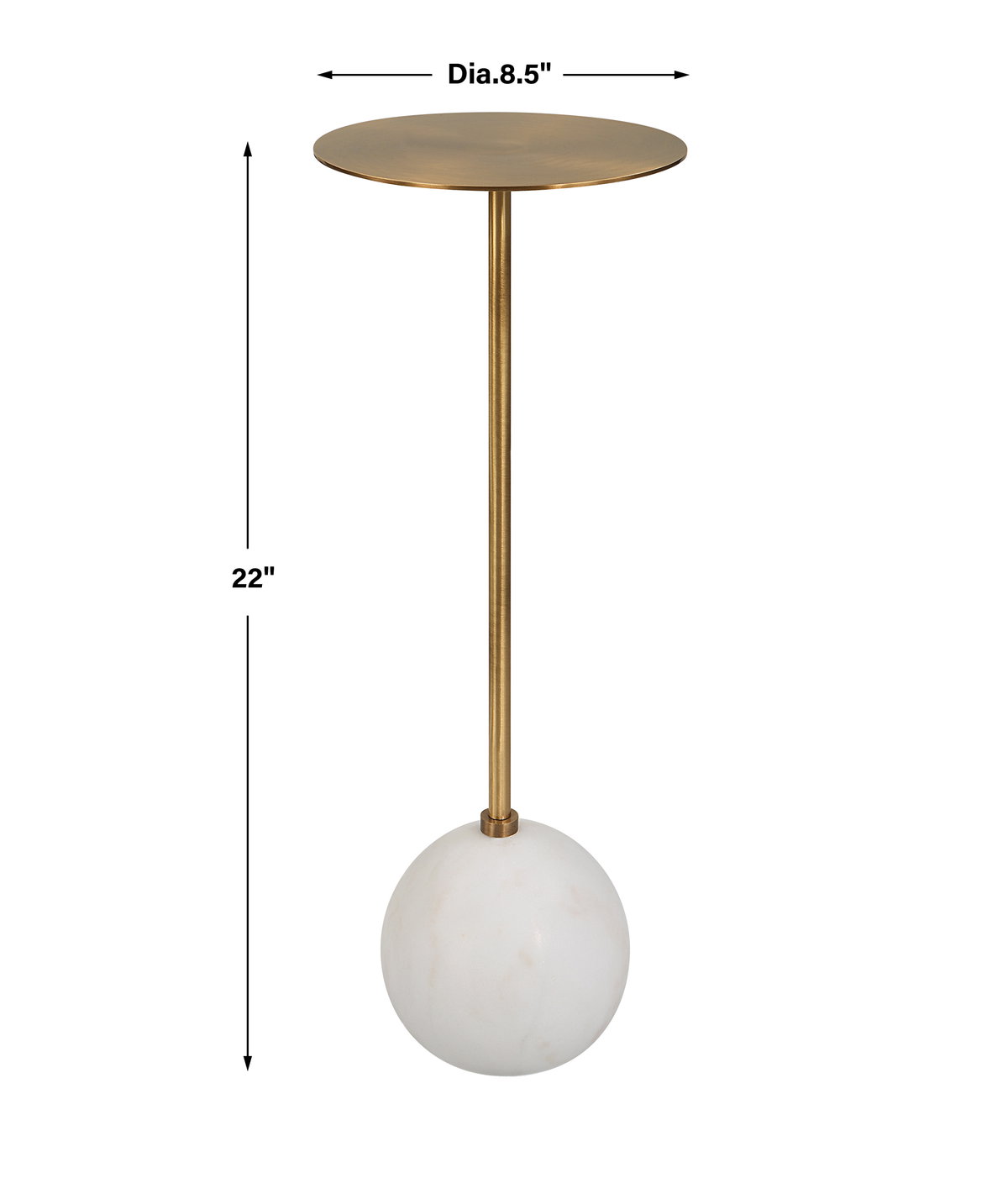 Gimlet White Drink Table, Side & End Table by Uttermost, 8.5" width x 22" height x 8.5" depth View 3