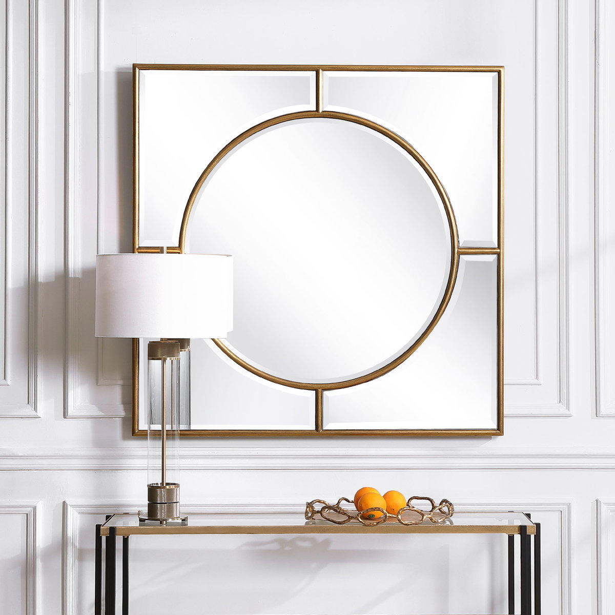 Stanford Gold Square Mirror, by Uttermost, 48" width x 48" height x 1.75" depth View 2