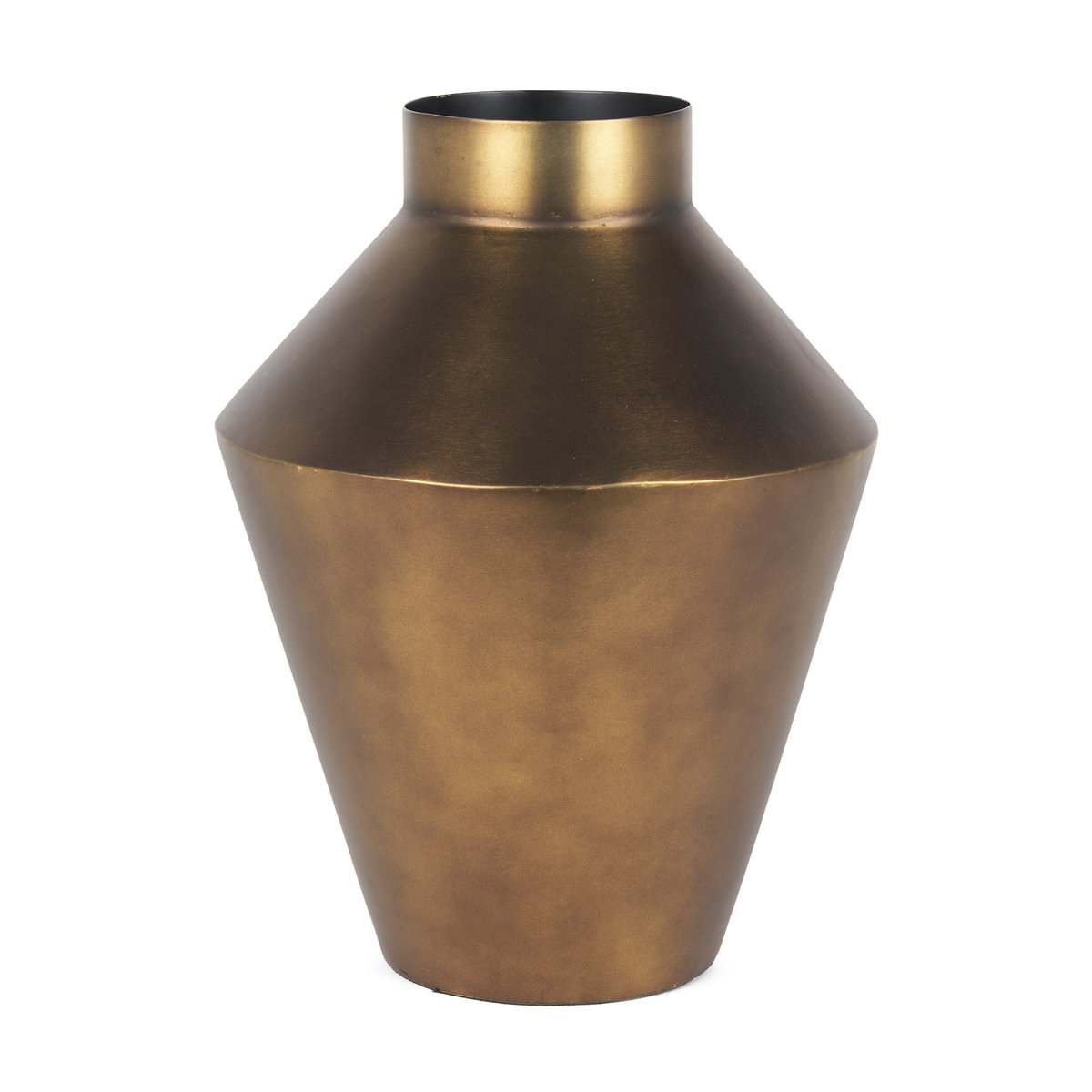 Perrin Large Brushed Gold Metal Decorative Vase, by Mercana, 9.5" length x 9.5" width x 13.25" height View 1