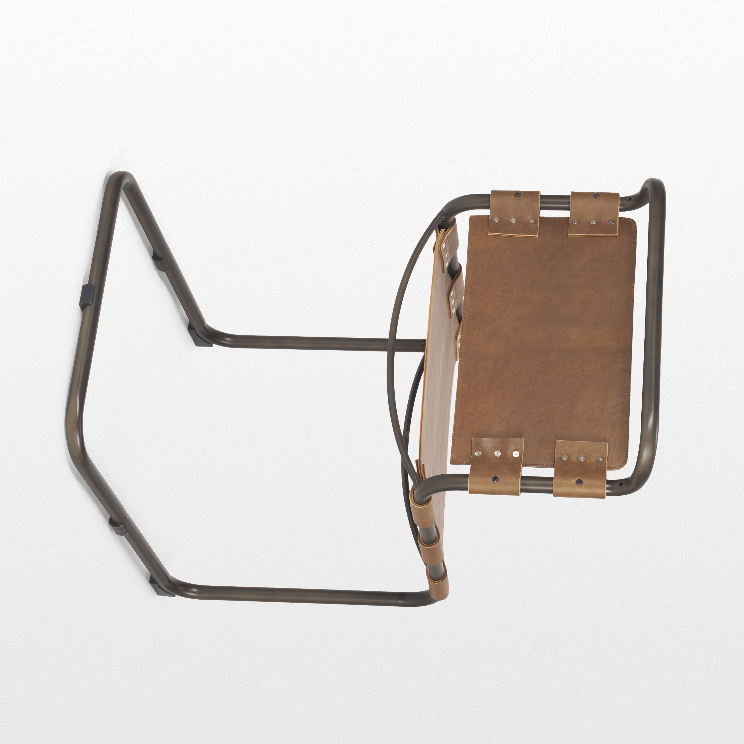 Berbick 33' Total Height Medium Brown Leather with Iron Frame Dining Chair large image 
