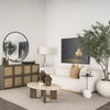 Syona Travertine + Mango Wood leg Oval Coffee table thumbnail 1