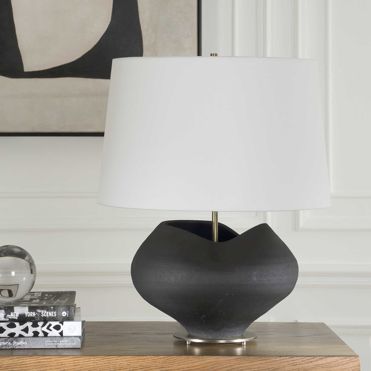 Nocturne Aged Black Table Lamp, by Uttermost, 20" width x 23.5" height x 20" depth View 4
