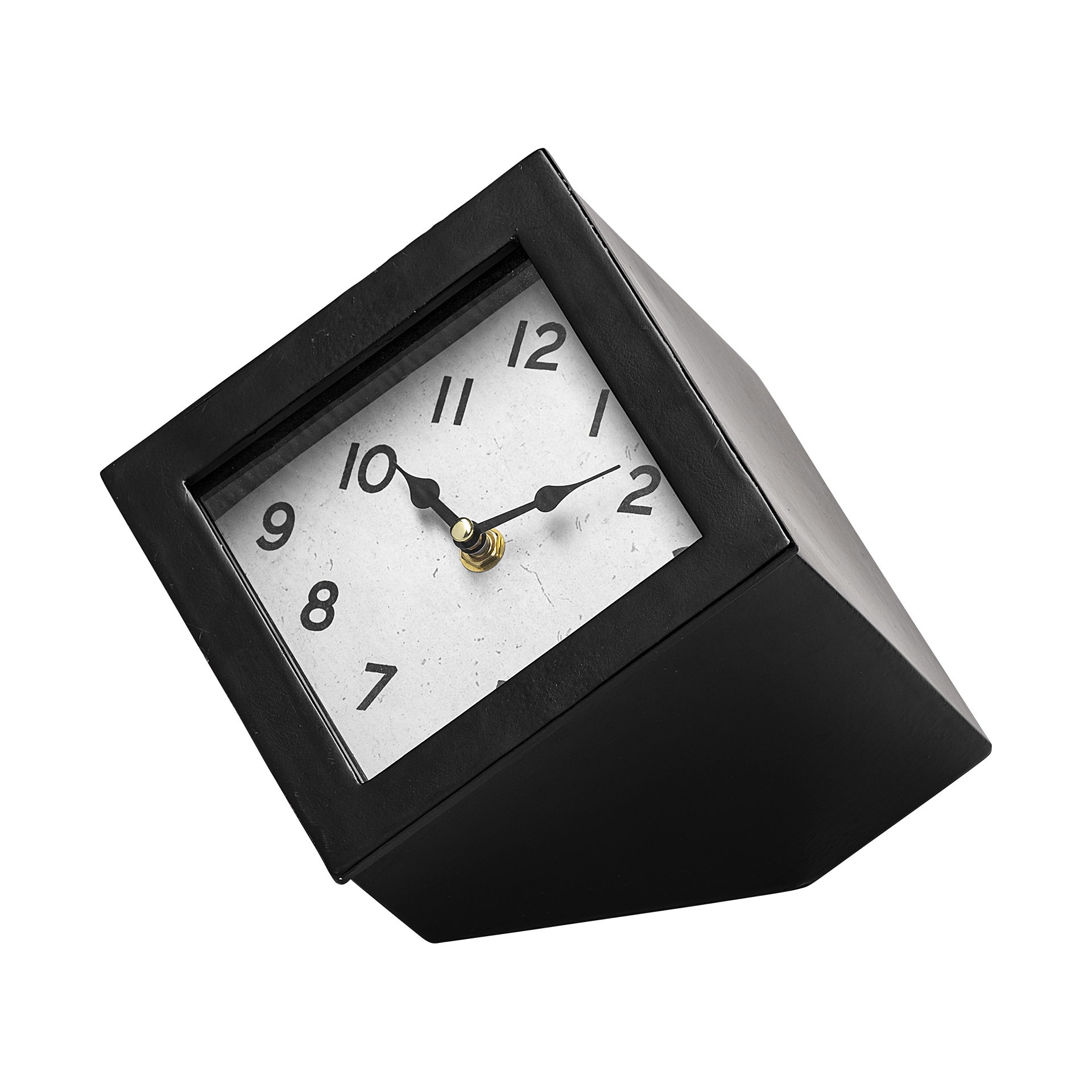 Ralph II Black Metal Cube Table Clock, by Mercana, 8.75" length x 10.25" width x 8.25" height View 1