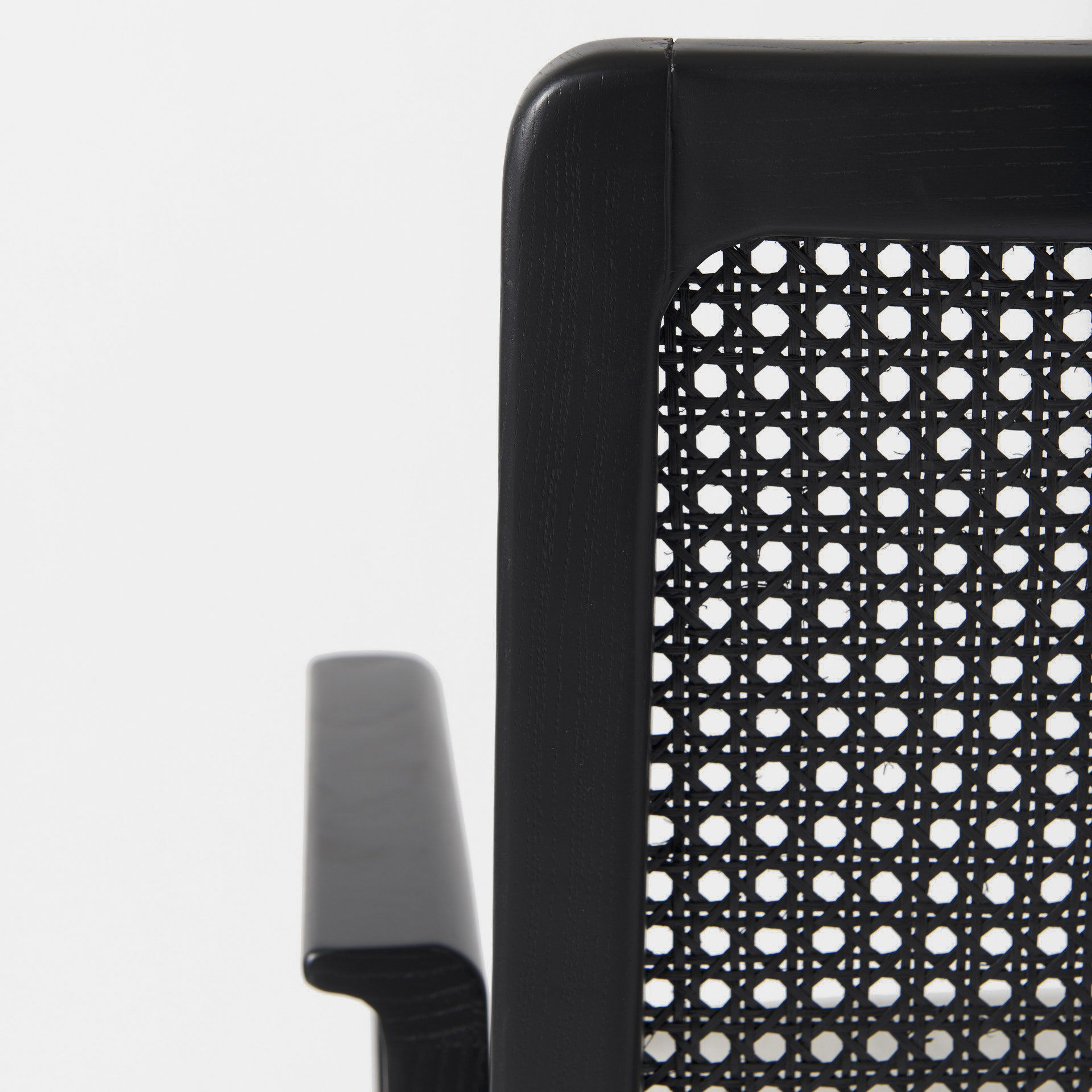 Clara Black Wood with Cream Fabric Seat and Cane Back Dining Chair large image 