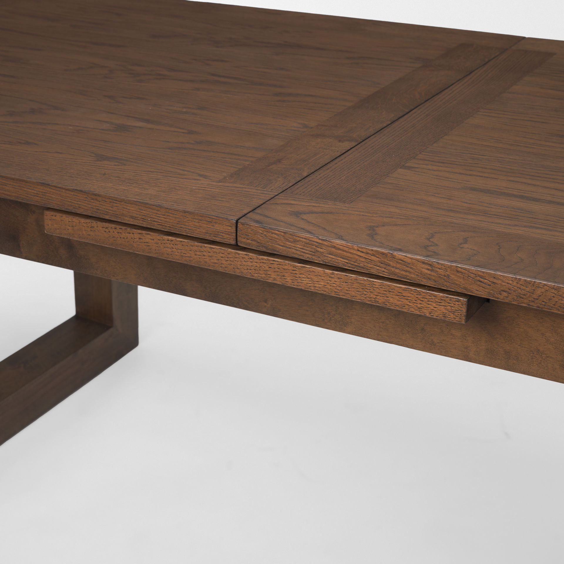 Takota Dark Brown Rectangular Oak Wood with Birch Wood Legs Extendable Dining Table large image 