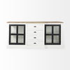 Bourchier 75x21 White/Black Solid Wood Frame Brown Top 4 Drawer 2 Glass Cabinet Buffet thumbnail 5