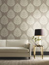 Teardrop Damask Beige Wallpaper, by York Wall, 27' length x 2'3" width x 0.02" depth thumbnail 2