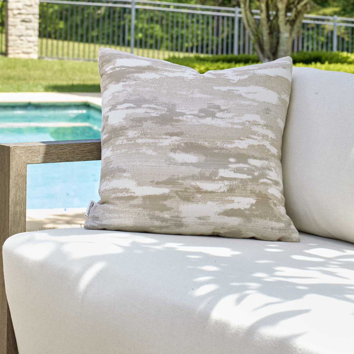 Abstract Waves Outdoor Pillow, Decorative by Uttermost, 20" width x 20" height x 8" depth View 2