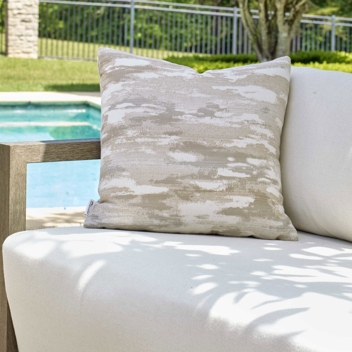 Abstract Waves Outdoor Pillow, Outdoor Pillows & Cushion by Uttermost, 1'8" width x 1'8" height x 8" depth View 2