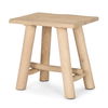 Sekou Light Brown Short Wooden Craftsman Stool, Ottoman by Mercana, 18" length x 14" width x 18" height thumbnail 1