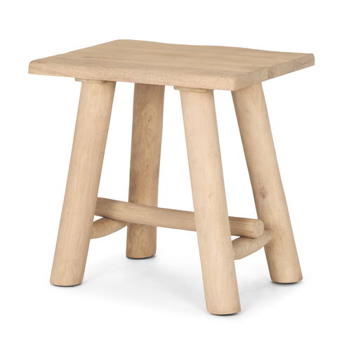 Sekou Light Brown Short Wooden Craftsman Stool