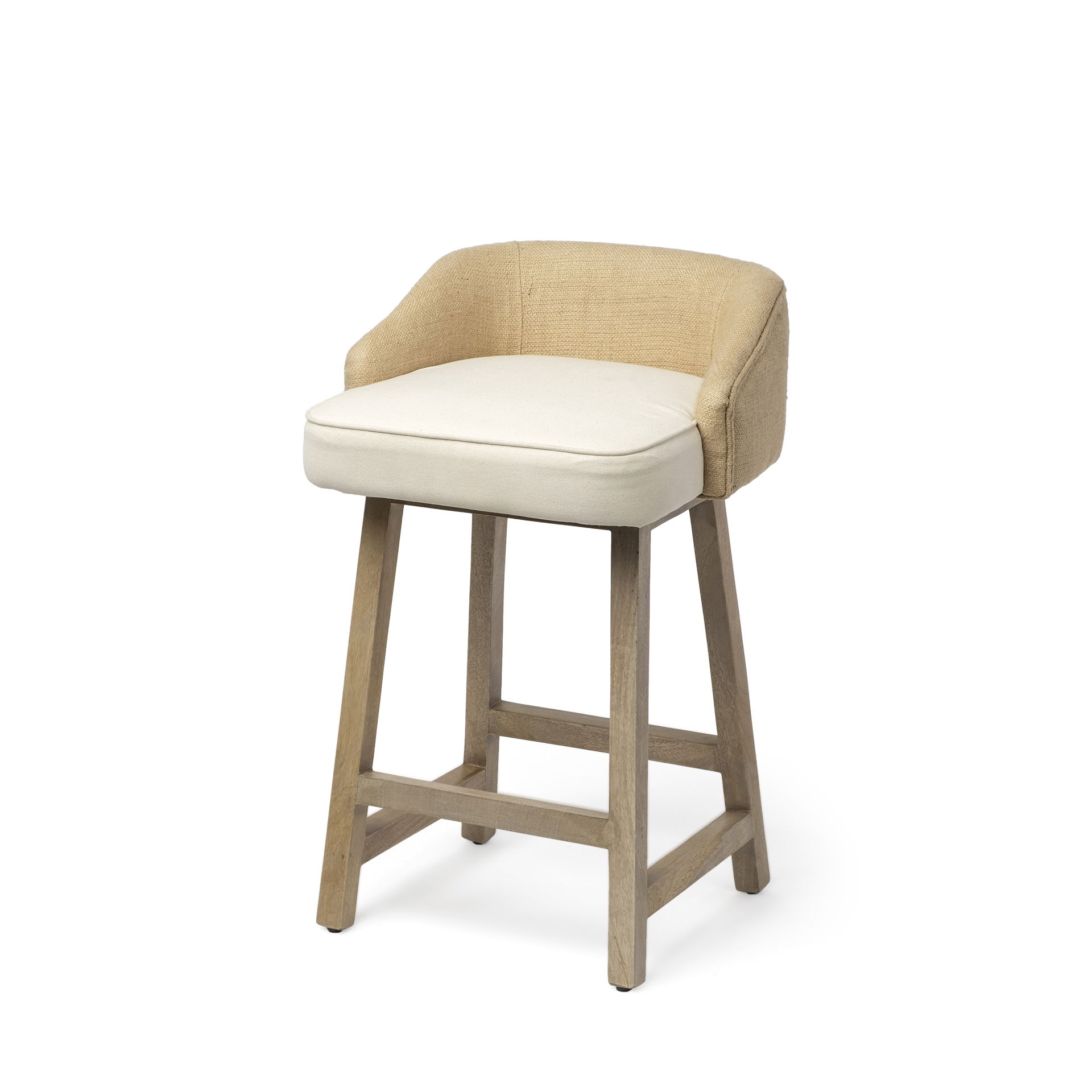 Monmouth 24.25' Seat Height Cream/Beige Fabric Seat Brown Wood Frame Counter Stool, Counter & Bar Stool by Mercana, 19.5" length x 20.5" width x 30.25" height View 1