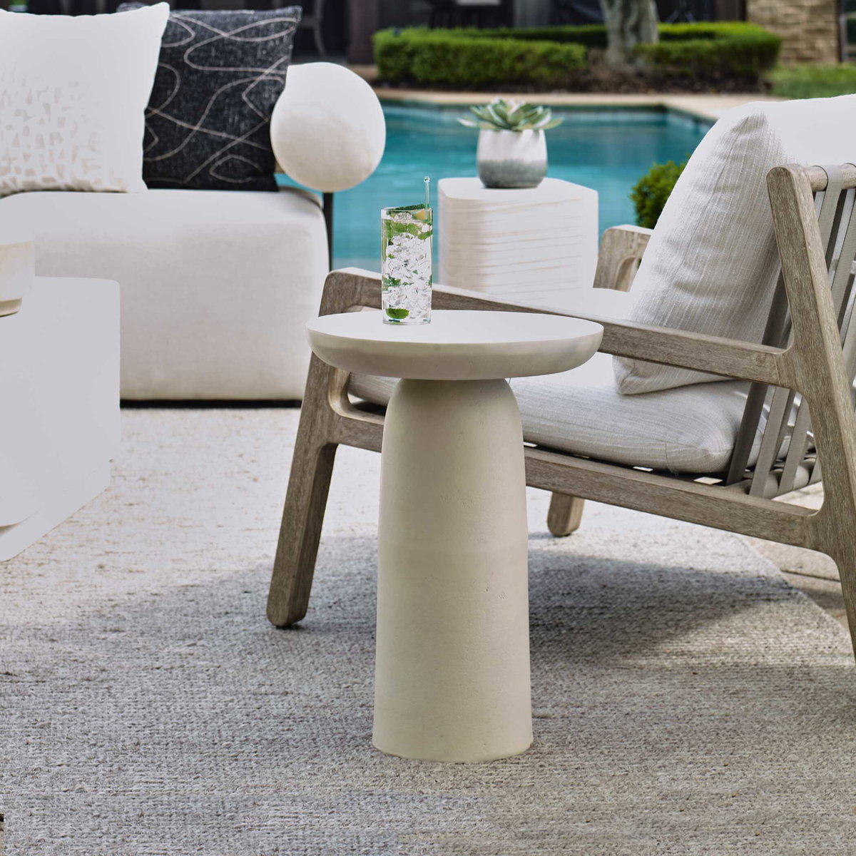 Joppa White Outdoor Accent Table, Outdoor Table by Uttermost, 1'3" width x 1'9" height x 1'3" depth View 2