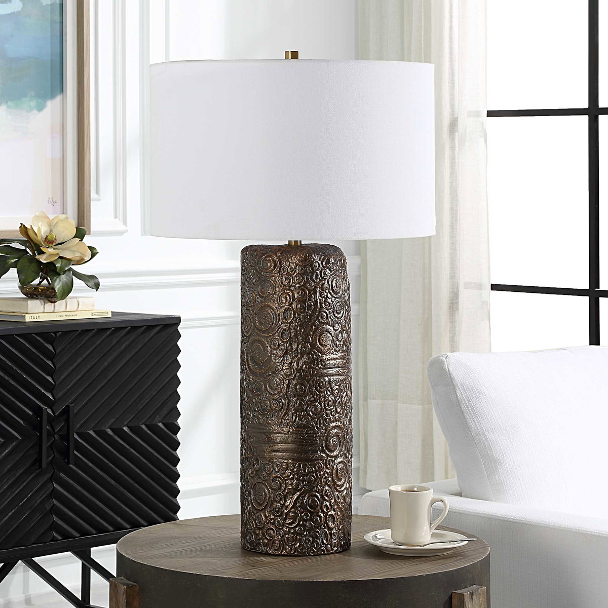 Malaga Brass Table Lamp, by Uttermost, 20" width x 35.5" height x 20" depth View 4