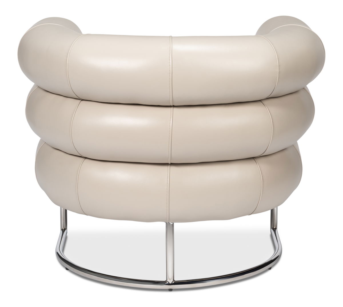 Rondo Occasional Leather Chair White, by Sarreid, 2'7" length x 3'2" width x 2'6" height View 10