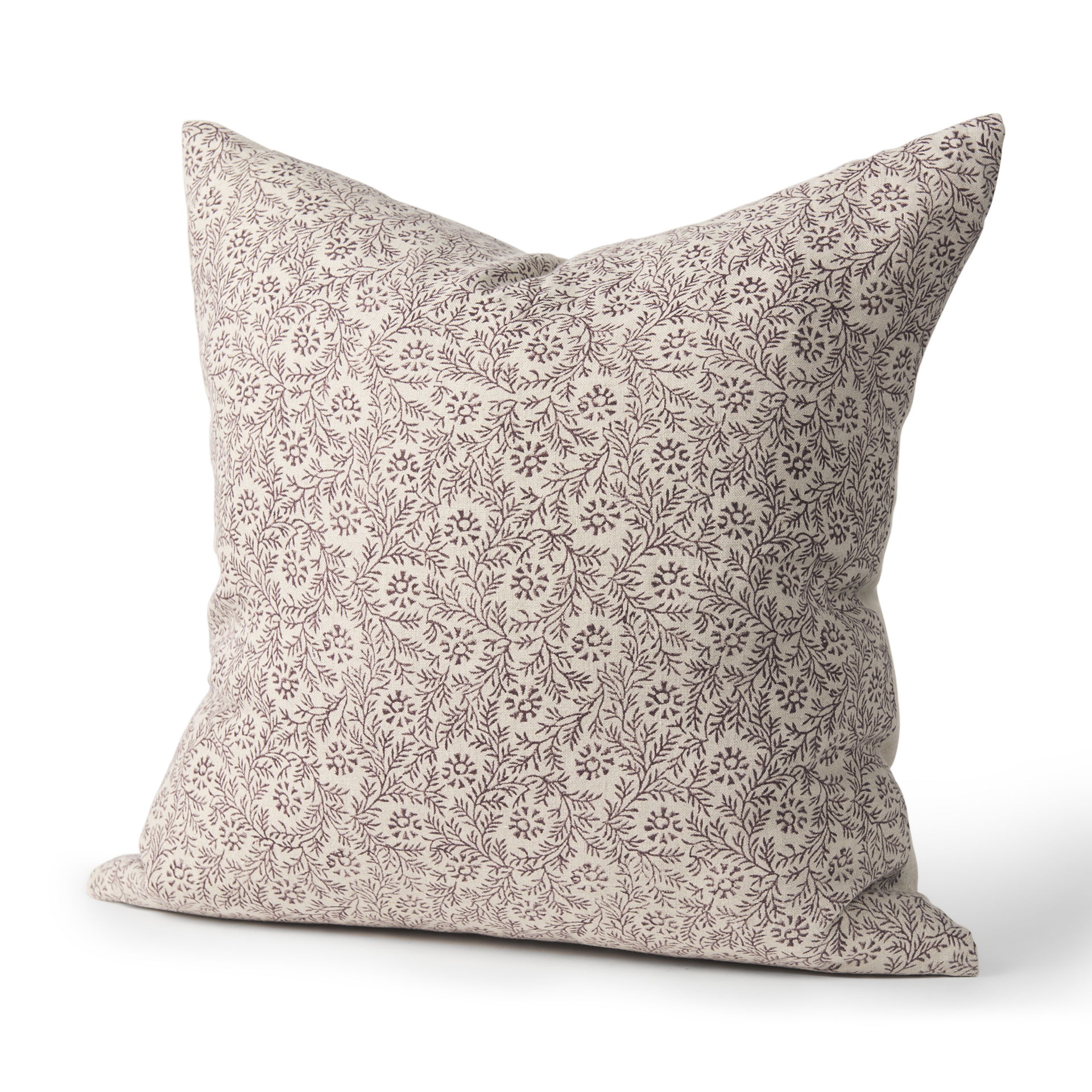 Jayne Beige with Merlot Print Linen Square Decorative Pillow Cover large image 
