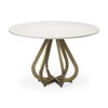 Laurent 48' Marble Top Gold Metal Base Dining Table, by Mercana, 48" length x 48" width x 30.25" height thumbnail 1