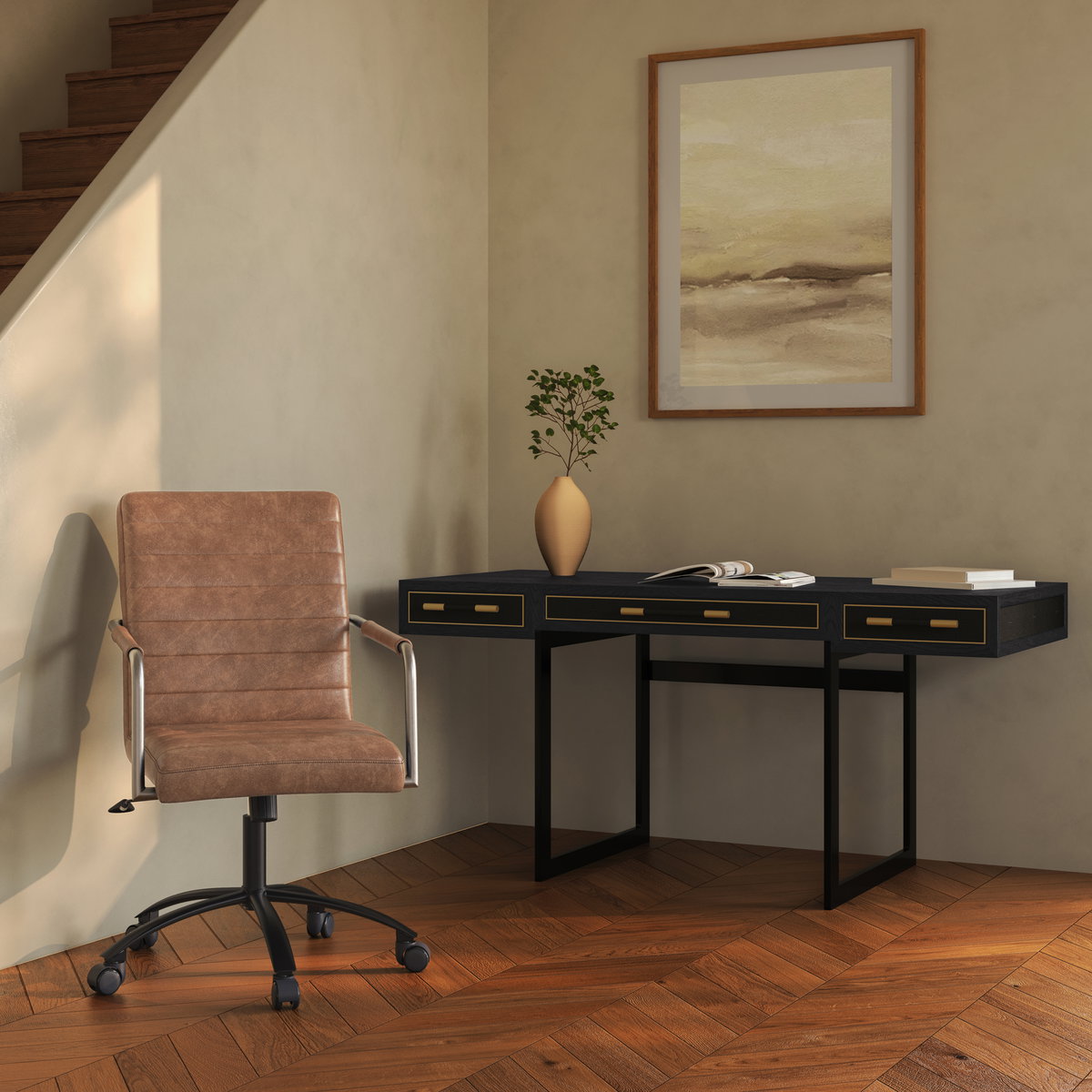 Mako Desk Black, by Moe's Home, 62.99" width x 29.92" height x 27.56" depth View 9