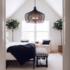 Camila (40'x31') Black Metal Mesh-Style Four Bulb Chandelier, by Mercana, 40" length x 40" width x 31" height thumbnail 3