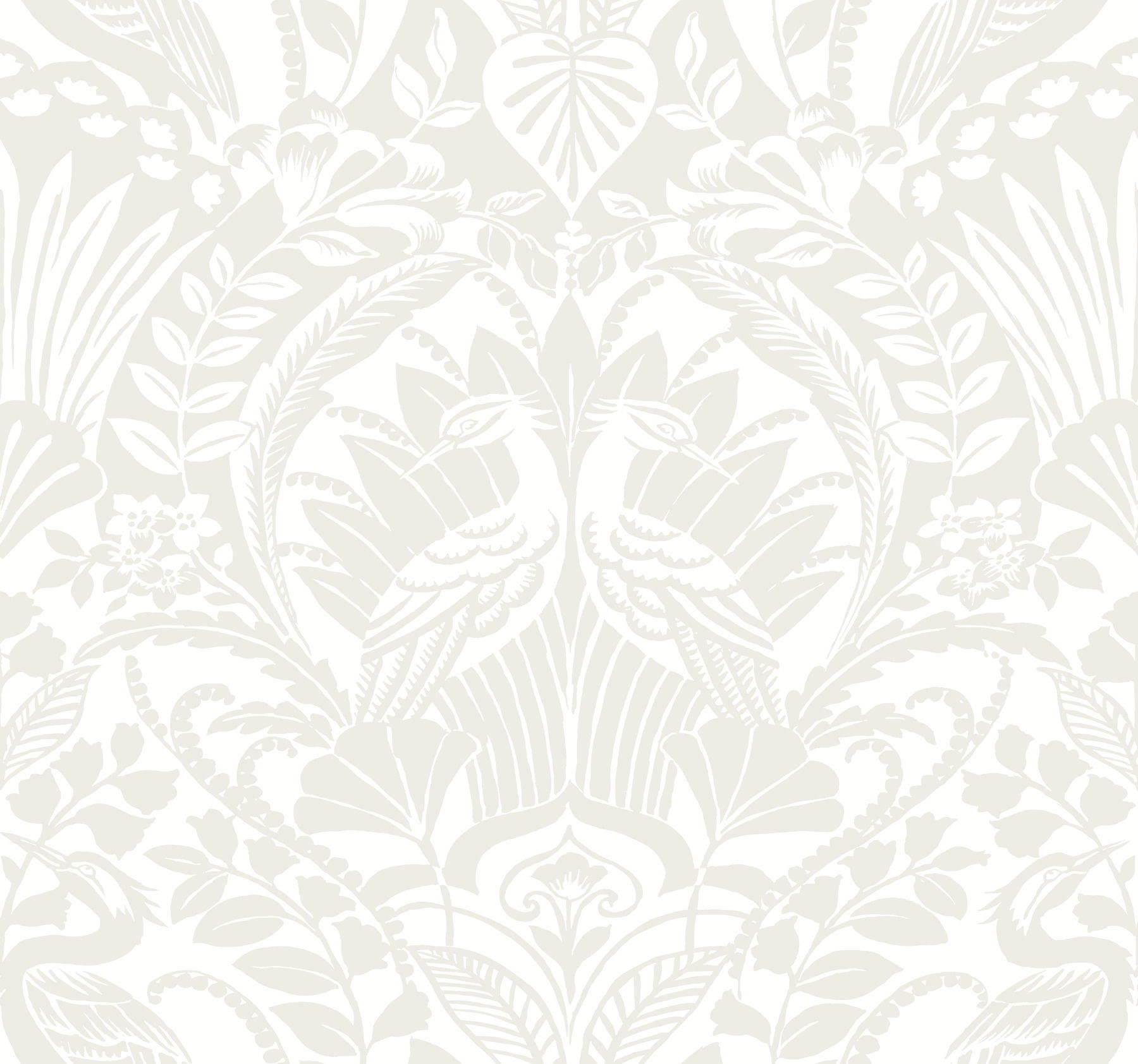 Egret Damask White & Cream Wallpaper large image 