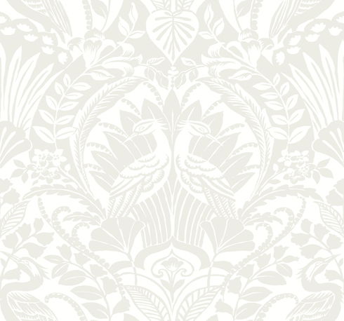 Egret Damask White & Cream Wallpaper
