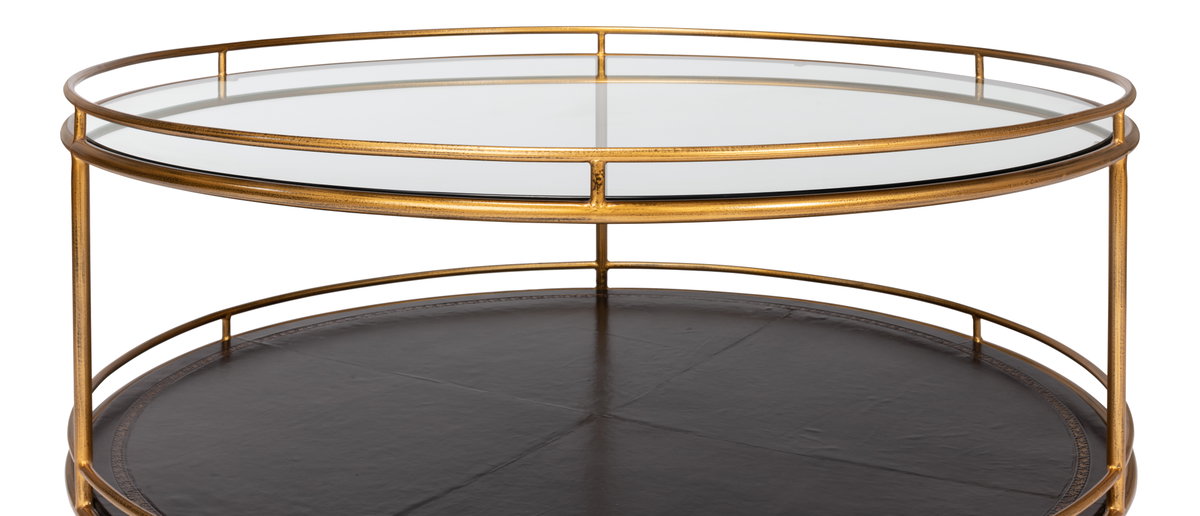 Trolley Round Cocktail Table, by Sarreid, 3'6" length x 3'6" width x 1'5" height View 3