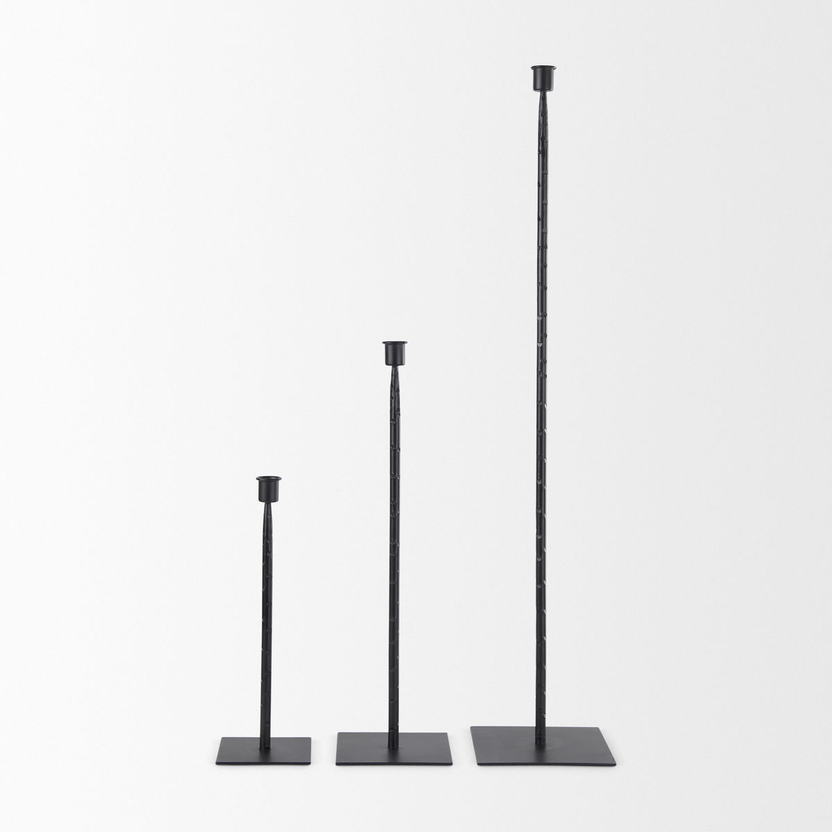 Porter  Small Black Iron Candle Holder, Candles & Candle Holder by Mercana, 4.5" length x 4.5" width x 12" height View 10