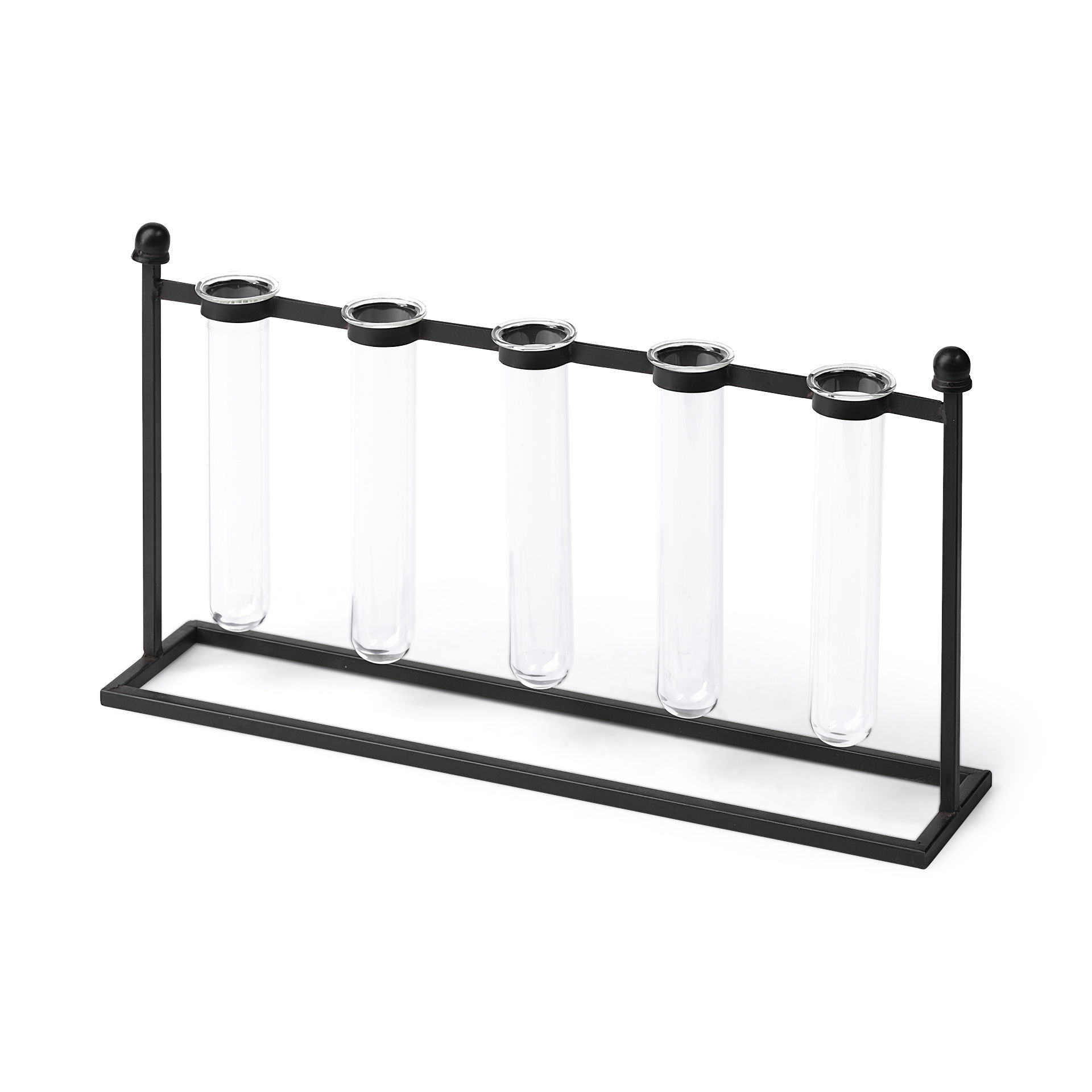 Bunsen Black Metal Five Glass Test Tube Vase large image 