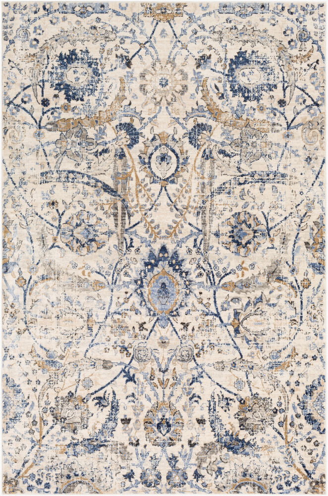 Indigo Machine Woven Rug, by Surya, 7'2.61" length x 5'1.02" width