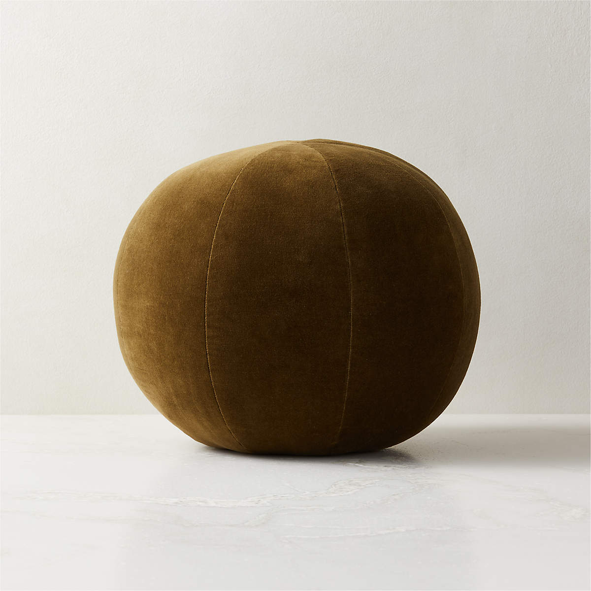 Online Designer Bedroom Terre Olive Green Velvet Sphere Throw Pillow 12"