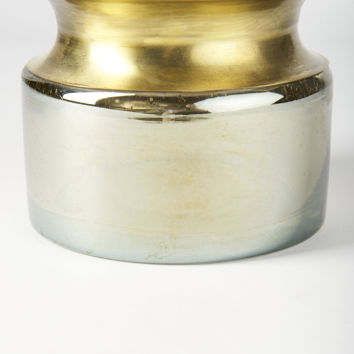 Adriatic I Small Brushed Gold Metal Glass Vase, by Mercana, 4.72" length x 4.72" width x 11.02" height View 10