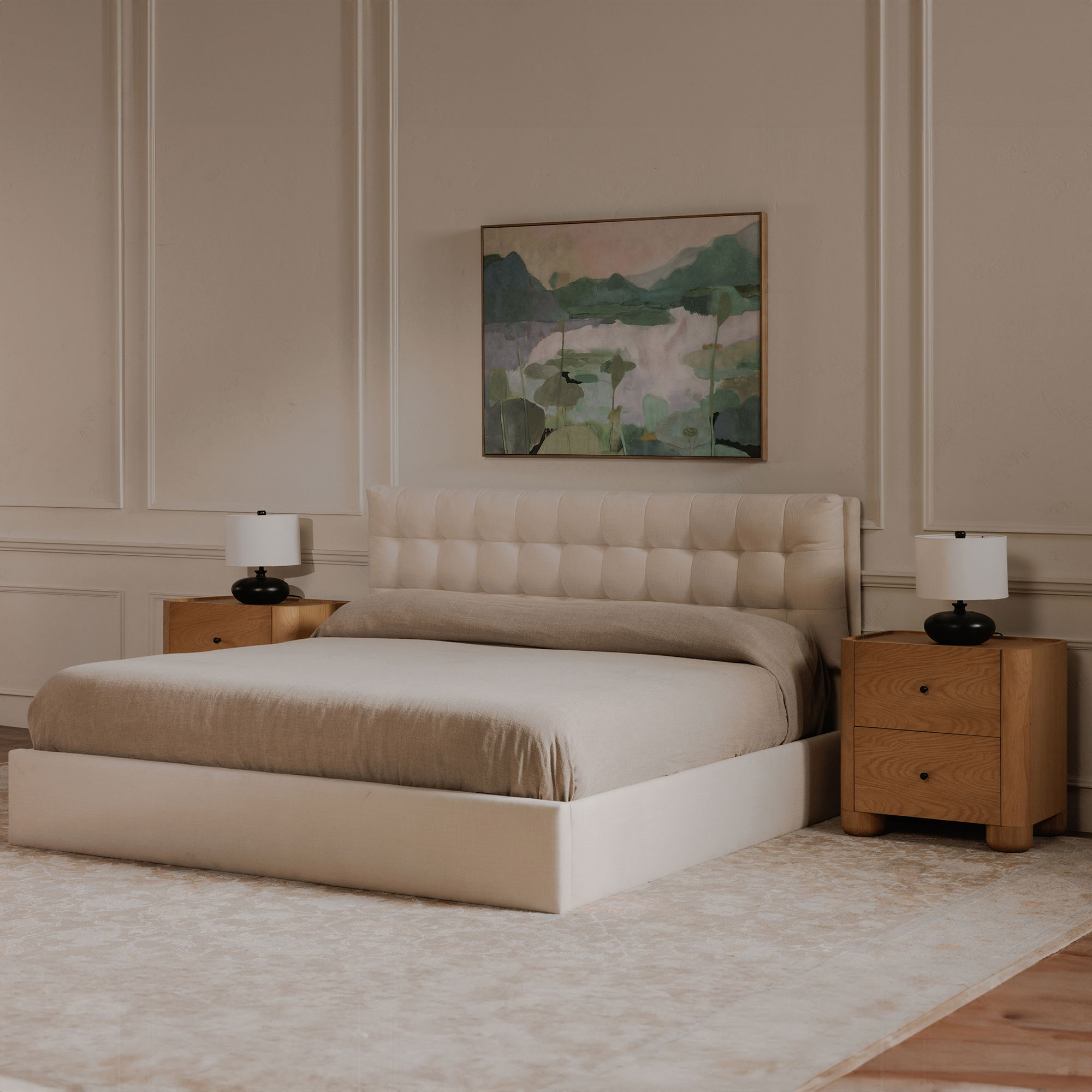 Sebastion Queen Storage Bed Cream large image 