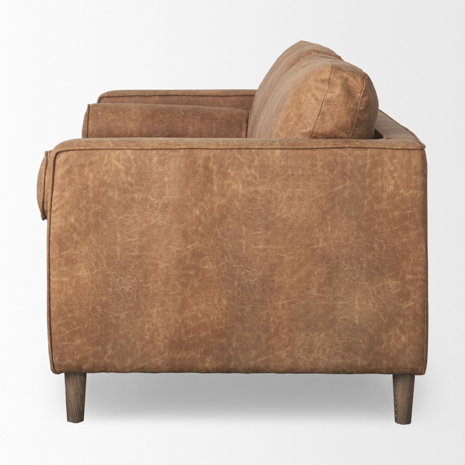 Loretta  Cognac Brown Faux Leather Three Seater Sofa with Two Bolster Cushions large image 