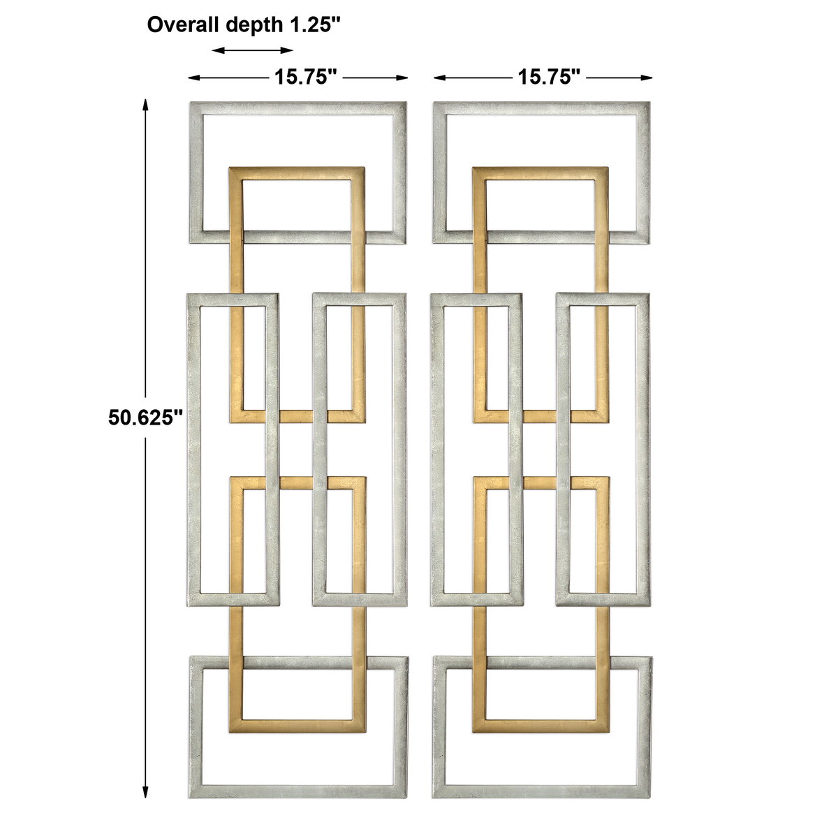 Aerin Geometric Wall Art Set/2, by Uttermost, 15.75" width x 50.62" height x 1.25" depth View 3