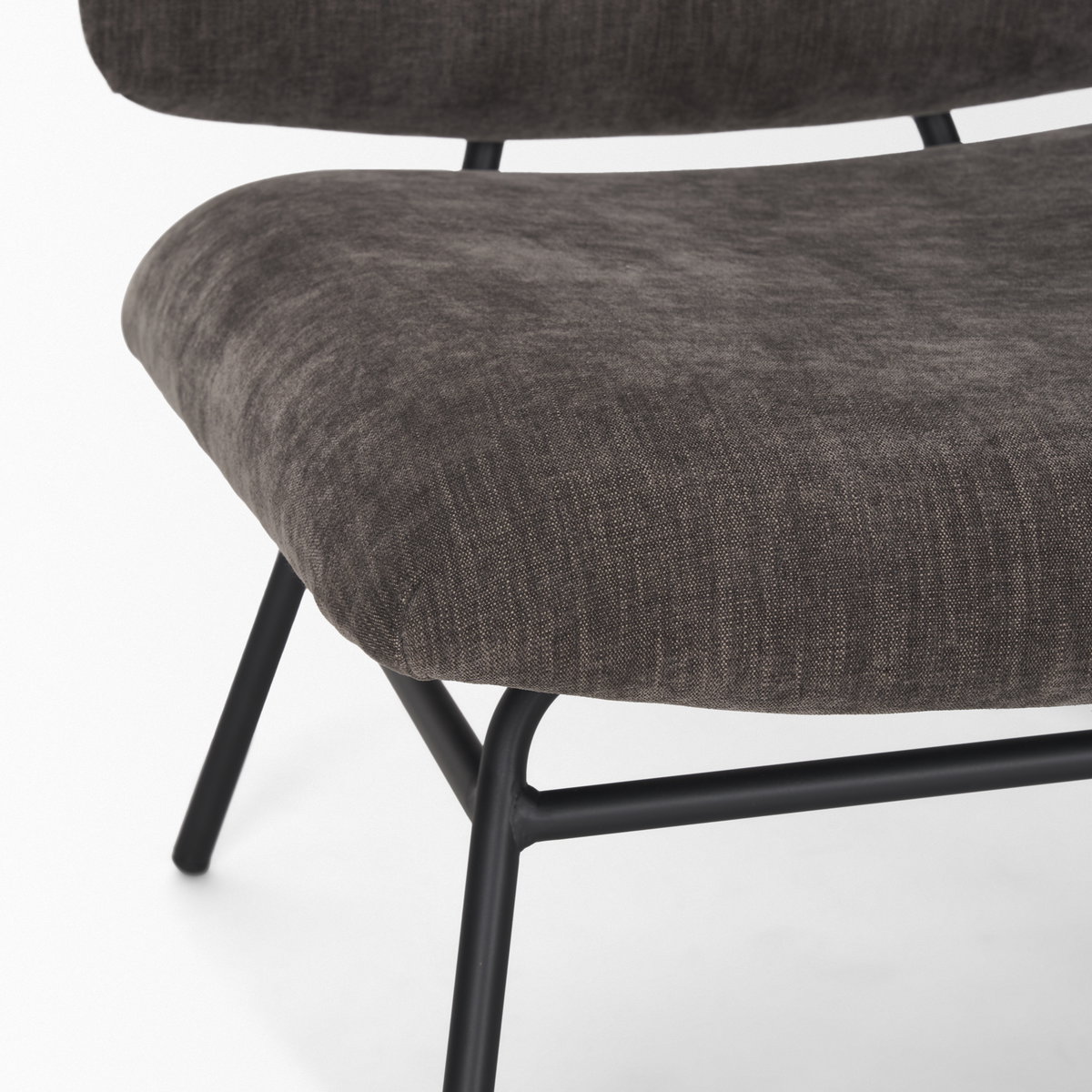 Nora Charcoal Fabric with Matte Black Metal Legs Accent Chair, by Mercana, 25" length x 30.25" width x 31" height View 12
