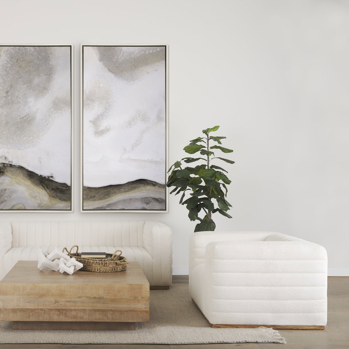 Ricciardo Cream Boucle Upholstered Arm Chair, Accent Chair by Mercana, 46.06" length x 38.39" width x 28.15" height View 2