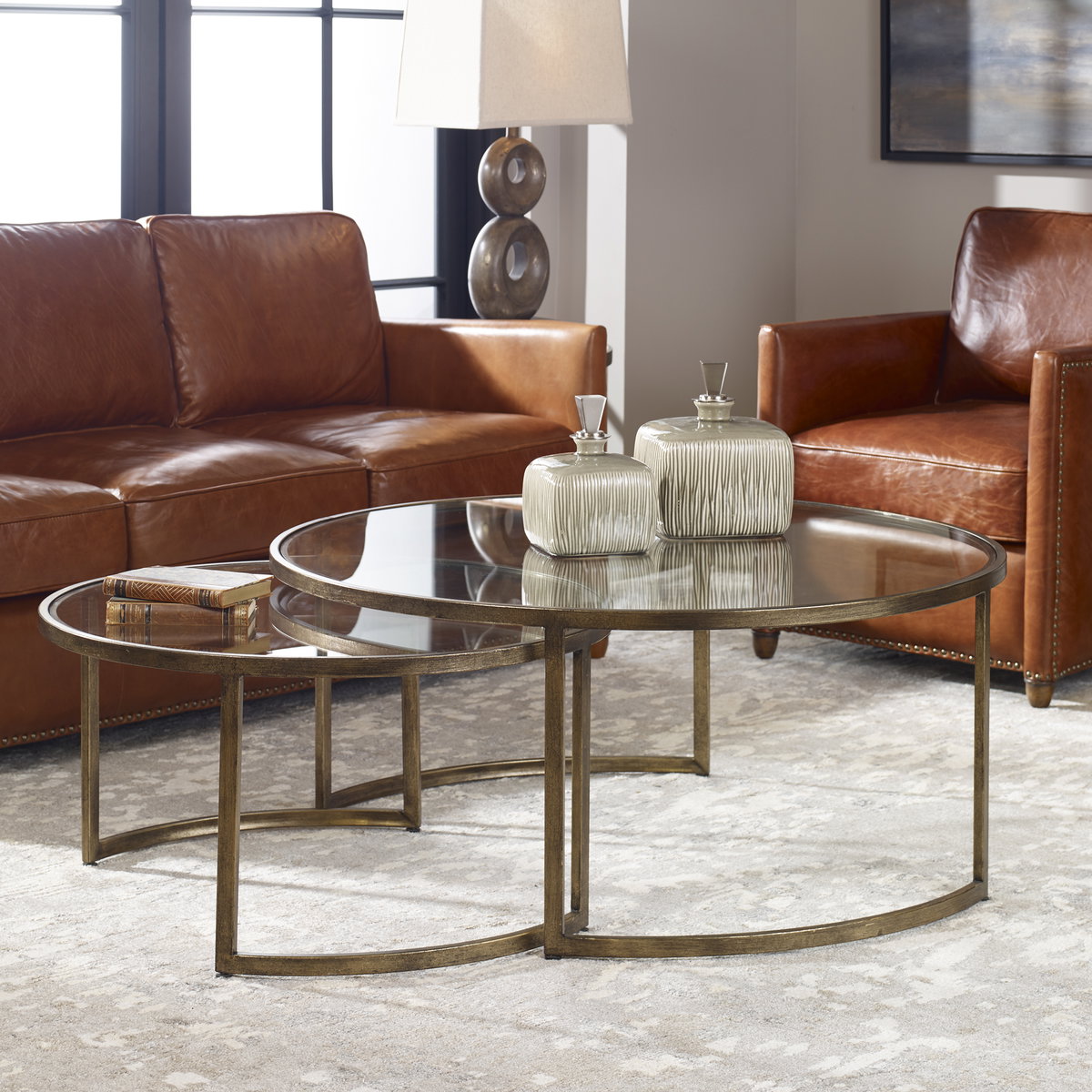 Rhea Nested Coffee Tables Set/2, Furniture by Uttermost, 42" width x 18" height x 42" depth View 2