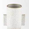Torres Tall Textured Off White with Gold Metal Vase, by Mercana, 6.3" length x 6.3" width x 15.75" height thumbnail 6