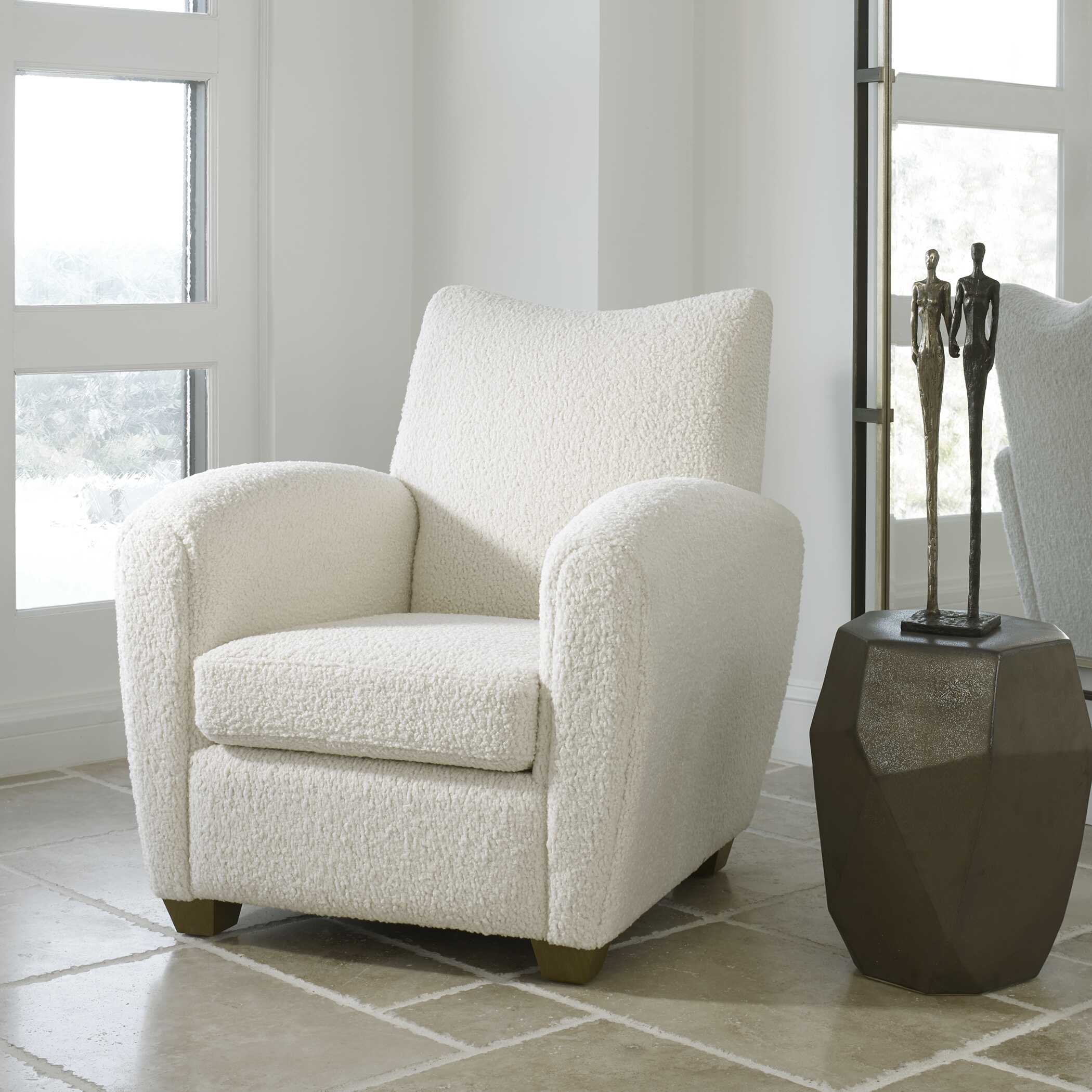 Teddy White Shearling Accent Chair, Furniture by Uttermost, 32" width x 35.5" height x 34.5" depth View 4