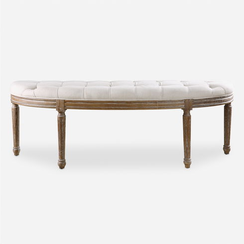 Leggett Tufted White Bench