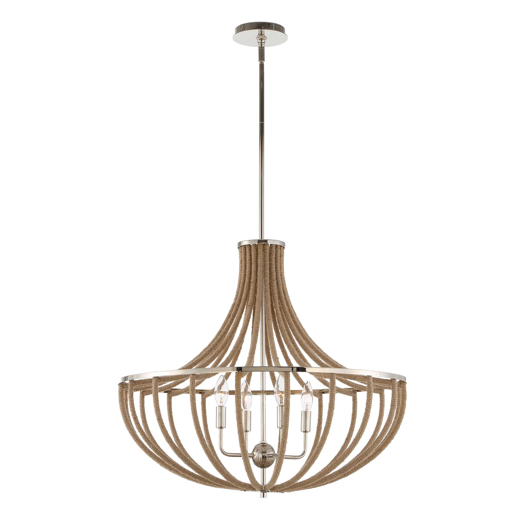 Lovelock 4 Light Rope Empire Chandelier, Ceiling Light by Uttermost, 27.5" width x 24.25" height x 27.5" diameter View 6