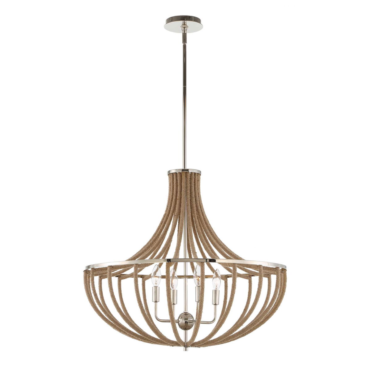 Lovelock 4 Light Rope Empire Chandelier, Pendant by Uttermost, 27.5" width x 24.25" height x 27.5" diameter View 6