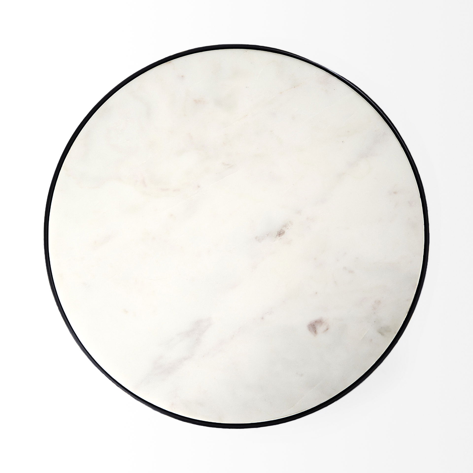 Preston 23'H White Marble Top with Matte Black Metal Accent Table large image 