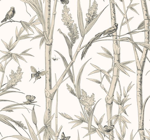 Bambou Toile White Wallpaper