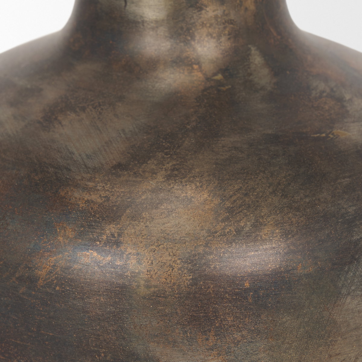 Daya Short Antiqued Gold Metal Vase, by Mercana, 6.3" length x 6.3" width x 6.5" height View 6