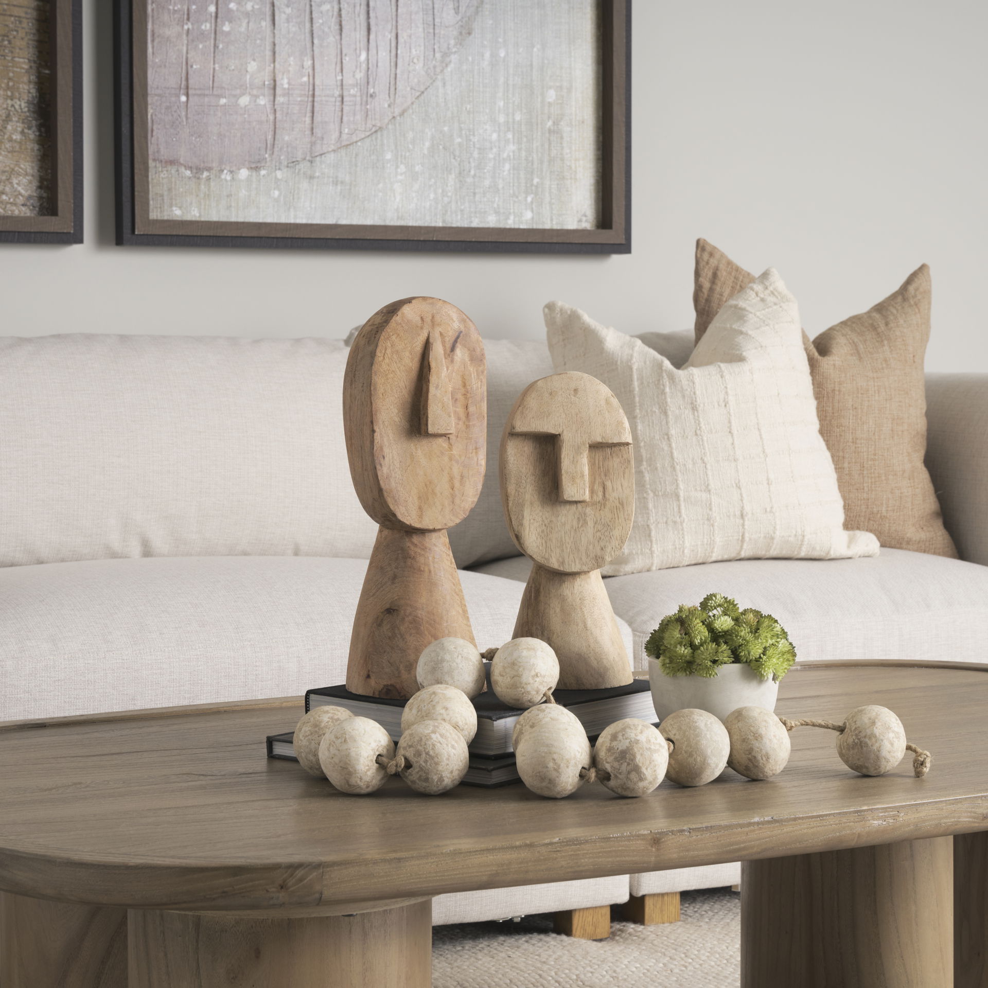 Ivan Medium Wooden Head Sculpture, Decorative Object by Mercana, 5.12" length x 4.72" width x 11.81" height View 4