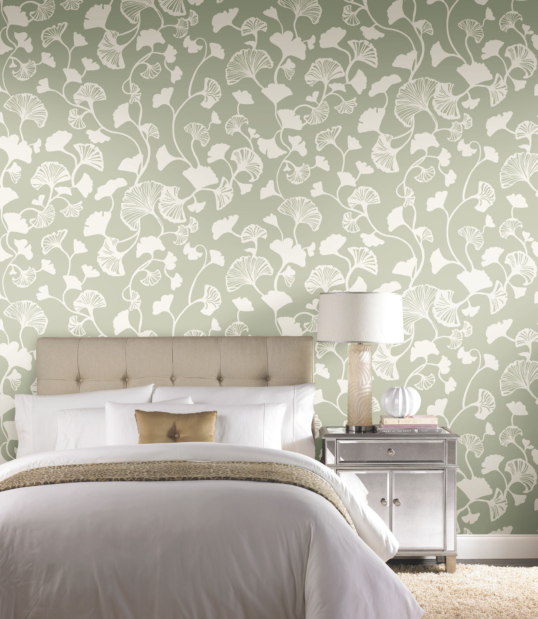 Gingko Trail Green Wallpaper large image 