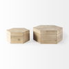 Elyse (Set of 2) 14L x 12W Brown Wooden Hexagonal Boxes, by Mercana, 13.78" length x 11.81" width x 5.91" height thumbnail 3