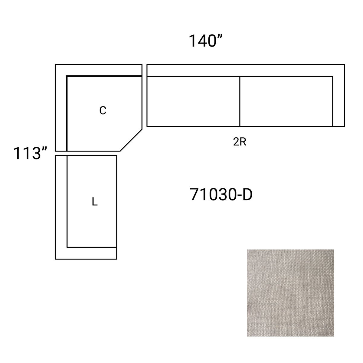 Warner Gray 3 Piece Sofa Set with Corner Piece, Sectional Sofa by Mercana, 140" length x 113" width x 32.68" height View 2