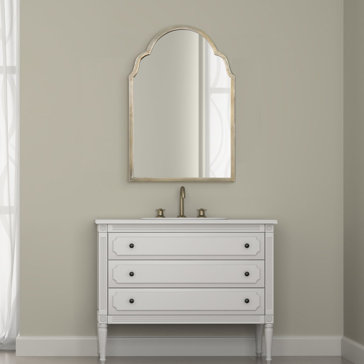 Brayden Petite Silver Arch Mirror, by Uttermost, 20.12" width x 30.12" height x 1.12" depth View 2